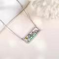 wholesale 925 Sterling Silver Mountain Scene Pendant with Turquoise and White Shell Opals Christian Faith Jewelry-0-2