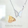 wholesale 925 Sterling Silver Pink Opal Butterfly Pendant Necklace for Women-0-4