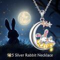 wholesale 925 Sterling Silver Rabbit on Cloud Pendant Necklaces for Women-0-2
