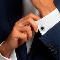 wholesale 925 Sterling Silver Black Onyx Round Studs Cufflinks for Men Formal Wear Accessories Gift Set-0-3