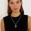 wholesale 925 Sterling Silver Black and White Geometric Patterned Cross Necklace for Men Women Catholic Religious s-0-2
