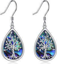 wholesale 925 Sterling Silver Abalone Shell Tree of Life Teardrop Dangle Earrings for Women-Tree of life Earrings