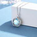 wholesale 925 Sterling Silver Blue Moonstone Celtic Heart Pendant Necklace for Women-0-2