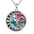 wholesale 925 Sterling Silver Mushroom Pendant with Abalone Shell and Red Polka Dot Stone Necklaces for Women-0-0