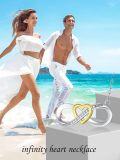 wholesale 925 Sterling Silver Infinity Heart Pendant with Yellow Gold Plated Accents and White Cubic Zirconia Stones Necklaces for Women-0-2