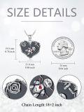 wholesale 925 Sterling Silver & Black Obsidian Gothic Voodoo Doll Necklace Halloween Witch Heart Pendant with Cross & Rose Charm 0.86 Adjustable Chain-0-4