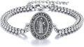 wholesale 925 Sterling Silver Saint Benedict Protection Charm Bracelet Catholic Christian Gifts for Women and Men-0-0