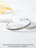 wholesale Sterling Silver Poiuy Inspirational Strength Mantra Cuff Bracelet Set-0-39