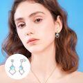 wholesale 925 Sterling Silver Square Shape Blue Opal Hypoallergenic Drop Earrings-0-4
