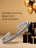wholesale Sterling Silver Celtic Strength Mantra Cuff Bracelet Poiuy Inspirational Jewelry Gift-0-76