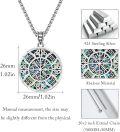 wholesale 925 Sterling Silver Round Celtic Knot & Vegvisir Pendant with Abalone Shell Inlay Chain Necklace s for Men and Women-0-2