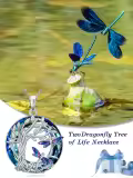 TOUPOP Sterling Silver Crystal Tree Of Life Hummingbird Dragonfly Necklace-0-1