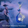 wholesale 925 Sterling Silver Blue Crystal Mermaid Necklace Ocean  for Women Girls-0-5