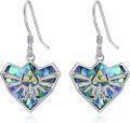 wholesale 925 Sterling Silver Abalone Triforce Dangle Earrings - Legend of Zelda Inspired Jewelry for Women & Men-0-0