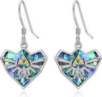 wholesale 925 Sterling Silver Abalone Triforce Dangle Earrings - Legend of Zelda Inspired Jewelry for Women & Men-abalone