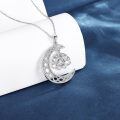 wholesale 925 Sterling Silver Moon Crescent Lotus Necklace Wholesale With Crystal Accents-0-2