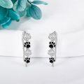 wholesale 925 Sterling Silver Black & White Floral Dog Paw Print Studs for Women Girls  Set of 3 Pairs-0-3