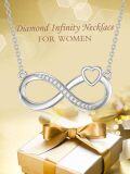 wholesale White Gold Heart & Infinity 14K Pendant Necklace with Lab-Grown Diamonds-0-3