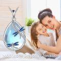 wholesale 925 Sterling Silver Blue Moonstone Dragonfly Pendant Necklace for Women-0-4