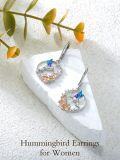 wholesale 925 Sterling Silver Hummingbird & Flower Leverback Drop Dangle Earrings Gift-0-2
