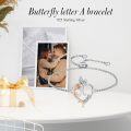 wholesale TOUPOP Rose Heart Bracelet For Women Sterling Silver Butterfly Initial A Letter Link Bracelet Anniversary Birthday Christmas Jewelry Gifts For Her Wife Girlfriend, Large -0-2