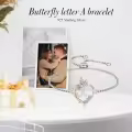 TOUPOP Sterling Silver Rose Heart Butterfly Initial A Letter Link Bracelet Jewelry Gift-0-2
