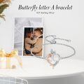 TOUPOP Sterling Silver Rose Heart Butterfly Initial A Letter Link Bracelet Jewelry Gift-0-2