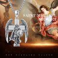 wholesale 925 Sterling Silver Saint Michael Angel Warrior Shield Necklace Pendant  for Men & Women -0-5