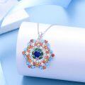 wholesale 925 Sterling Silver Multicolor Stone Flower Design Pendant Necklace-0-1