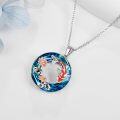 wholesale 925 Sterling Silver Round Crystal Lotus and Koi Fish Pendant Necklace for Women-0-4