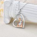 wholesale 925 Sterling Silver Heart-Shaped Cello Pendant Necklace with Cubic Zirconia for Women and Girls-0-2