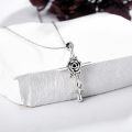 wholesale 925 Sterling Silver Cross Pendant Necklace with Rose Flower and Vine Design - Christian  for Women-0-1