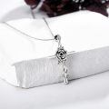 wholesale 925 Sterling Silver Rose Flower Cross Pendant Necklace With Chain For Women-0-1