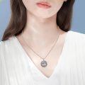 wholesale 925 Sterling Silver Round Black Onyx Tree Of Life Pentagram Necklace for Women Girls Gifts 48cm Chain Length-0-5