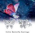 wholesale 925 Sterling Silver Celtic Knot Butterfly Stud Earrings for Women and Girls-0-5