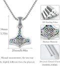 wholesale 925 Sterling Silver & Abalone Shell Mjolnir Viking Pendant Necklace for Men-0-4