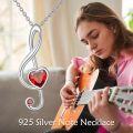wholesale 925 Sterling Silver Red Crystal Treble Clef Heart Pendant Necklace for Women-0-5