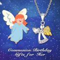 wholesale 925 Sterling Silver Red Heart & Gold Wings Guardian Angel Pendant Necklace for Women's Birthdays Gifts-0-23
