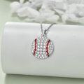 wholesale 925 Sterling Silver Baseball Pendant Necklace with Cubic Zirconia Stones Sport Fan Gifts for Her-0-1