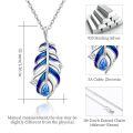 wholesale 925 Sterling Silver Blue Opal Feather Pendant Necklace - Native American Style Gemstone Jewelry for Women Gifts-0-5