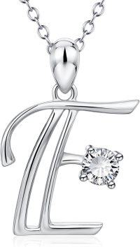 wholesale 925 Sterling Silver 26 Alphabet Pendant Necklace Jewelry-Letter E
