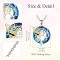 wholesale 925 Sterling Silver Two Tone Bee Honeycomb Blue Crystal Zircon Pendant Necklace-0-3