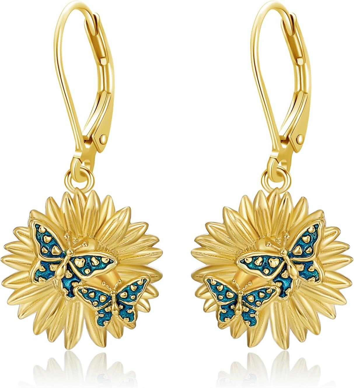 Sterling Silver Hypoallergenic Drop Dangle Earrings for Women-Butterfly