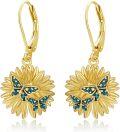wholesale 925 Sterling Silver Butterfly Sunflower Leverback Earrings for Women-0-0
