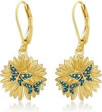 wholesale 925 Sterling Silver Butterfly Sunflower Leverback Earrings for Women-Butterfly