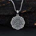 wholesale 925 Sterling Silver Maltese Cross Fire Fighter Badge Necklace Pendant for Men & Women-0-1