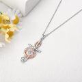 wholesale 925 Sterling Silver Music Note Treble Clef Pendant Necklace Rose Gold Cubic Zirconia Heart-0-3