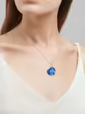TOUPOP Sterling Silver & Blue Crystal Cat Heart Pendant Necklace-0-4