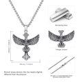 wholesale 925 Sterling Silver Patriotic American Eagle Cross Pendant Necklace Oxidized Vintage Chain-0-1