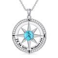 wholesale 925 Sterling Silver Lapis Lazuli Compass Pendant Necklace I'd be lost without you Love Gift for Wife Girlfriend Her Anniversary Birthday-0-18
